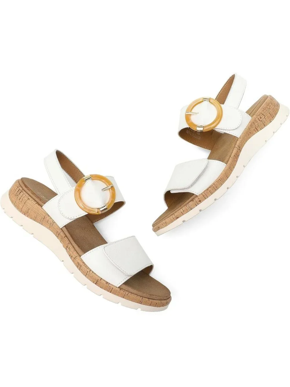 Women's White Summer Open Toe Adjustable Ankle Straps Comfortable Sandals